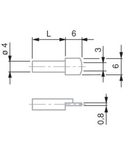 TESA 02660066 Probe Inserts with a Flat Rectangular Face, Length 12mm, Ø 4 mm Mounting Shaft for FMS Probes