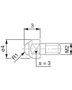 TESA 03510204 Insert with Hemispherical Face, M2 Thread 