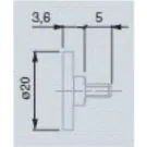 TESA 03560016 Insert with Flat Measuring Face, Ø 20mm, Steel, L=3.6 mm