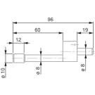 TESA 0071684820 Cylindrical-Shaped Probe, Steel, Ø10 mm, 96 mm Insert Length