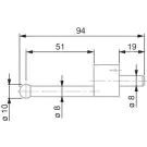 Tesa probe insert with a 10 mm dia. tungsten carbide ball tip. length 94mm