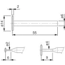 TESA 00760075 Disc-Shaped Probe, Tungsten Carbide, Ø14 mm, 55 mm Insert Length