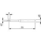 TESA 00760082 Cylindrical-Shaped Probe, Tungsten Carbide, Ø2 mm, 55 mm Insert Length