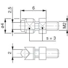Tesa 03510503 Measuring Insert with Cylindrical Measuring Face, Lock Nut for Radial Alignment, M2 Thread