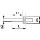 TESA 03560026 Insert with Flat Measuring Face, Ø 2 mm, Steel, 2.8 mm