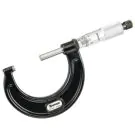 Starrett 436.1MXRL-50 Outside Micrometer features ratchet stop, lock nut and carbide face. 0.01mm Grad