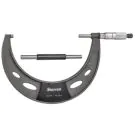 Starrett 444.1MXRL-150 Outside Micrometer range 125-150mm features ratchet stop, lock nut, and carbide face. .01mm Grad