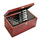 Starrett S436.1MCXRLZ Outside Micrometer Set includes 6 micrometers, range 0-150mm,  25mm, 50mm, 75mm, 100mm, 125mm and 150mm micrometers, five standards, in case.
