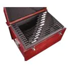 Starrett S436EXRLZ Outside Micrometer Set includes 12 micrometers, Range 0-12", 11 setting standards, adjusting wrench, in case. Graduation .001"