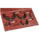 Starrett ST436.1BXRLZ Outside Micrometer Set includes 4 micrometers- 1", 2", 3" and 4"micrometers, three setting standards, adjusting wrench, In case. .0001" Grad, Carbide Faces, Friction Thimble, Lock Nut involves a wide range of measurements.