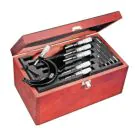 Starrett ST436.1CXFLZ Outside Micrometer Set of 6 includes 1", 2", 3", 4", 5", 6" micrometers, five standards, adjusting wrench, in case.