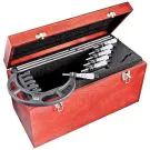 Starrett ST436DXRLZ Outside Micrometer Set includes 7",8",9",10",11"and 12" micrometers, two standards, adjusting wrench, in case. 