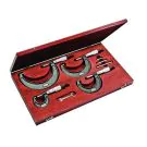 Starrett SV436.1MBXRLZ Outside Micrometer Set includes 25mm, 50mm and 75mm and 100mm micrometers, three standards, adjusting wrench, in case.  This model features 0-100mm Measuring Range