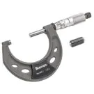 Starrett T444.1XRL-2 Outside Micrometer features ratchet stop, lock nut, and carbide face. .0001" range 1-2"