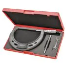 Starrett T444.1XRL-5 Outside Micrometer features ratchet stop, lock nut, and carbide face. .0001" Grad, range 4-5"