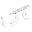 Starrett V1212MXRL Stainless Steel Micrometer features a ratchet stop, lock nut, carbide face, and gauge block 25mm. 25-50mm Range, 0.001mm Grad.
