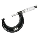 Starrett V436.1MXRL-50 Outside Micrometer range 25-50mm features ratchet stop, lock nut, and carbide face. 0.001mm Grad, Lock Nut, Carbide Faces.