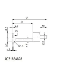 Tesa probe 0071684828 2 way probe with interchangeable insert with M1,4 thread. Supplied with 2 probe inserts No. 0186020 having a 2 mm dia. carbide ball tip