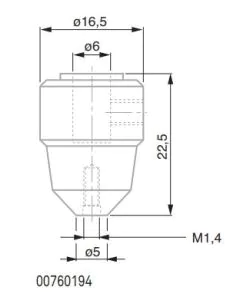 TESA 00760194 Axial Probe Holder for Probe Insert with a M1.4 Thread