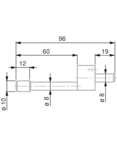 TESA 0071684820 Cylindrical-Shaped Probe, Steel, Ø10 mm, 96 mm Insert Length