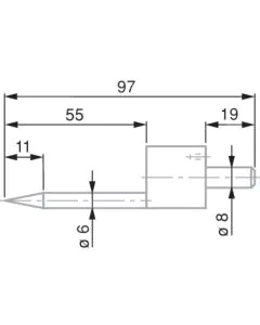 Tesa 0071684822 conical probe, steel, Ø0.5 mm, 97 mm insert length