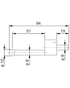 Tesa probe insert with a 10 mm dia. tungsten carbide ball tip. length 94mm