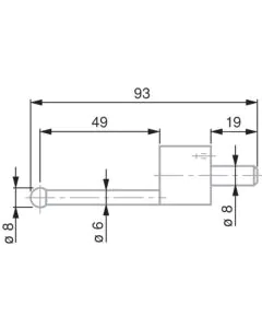 Tesa 0071684832 Probe insert with a  8mm dia. tungsten carbide ball tip. length 93mm