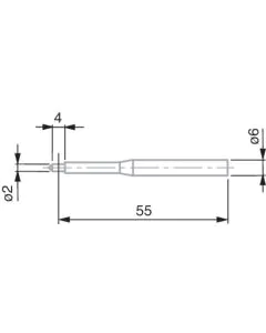 TESA 00760082 Cylindrical-Shaped Probe, Tungsten Carbide, Ø2 mm, 55 mm Insert Length