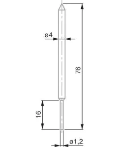 TESA 00760179 Probe with shank, steel, 76 mm Insert length