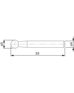 TESA 00760200 Ball Tip Probe, Tungsten Carbide, Ø5 mm, 33 mm Insert Length