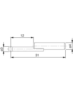 Tesa 00760201 ball probe tip, tungsten carbide, Ø3 mm, insert 31 mm Length