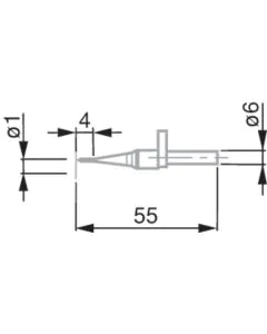 TESA 00760228 Ball Tip Probe, Tungsten Carbide, Ø1 mm, 55 mm Insert Length