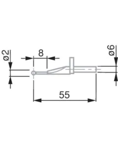 TESA 00760229 Ball Tip Probe, Tungsten Carbide, Ø2 mm, 55 mm Insert Length