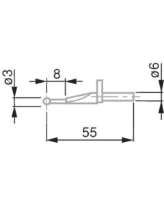 TESA 00760230 Ball Tip Probe, Tungsten Carbide, Ø3 mm, 55 mm Insert Length