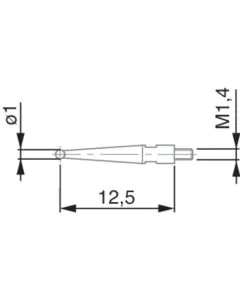 Tesatast dial gauge stylus 2mm ball 12.53mm length 01860202