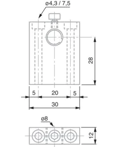 TESA 02660048 VDE 28 probe holder, Ø 8 mm Diameter