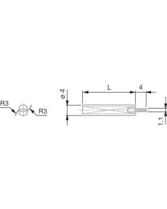 TESA 02660070 Probe with 2 Cylindrical Measuring Faces with Ø 4 mm Mounting Shaft, for FMS Probe, 20 mm Dimension