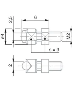 Tesa 03510503 Measuring Insert with Cylindrical Measuring Face, Lock Nut for Radial Alignment, M2 Thread