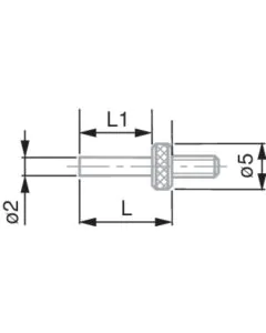 TESA 03570029 Insert with Flat Measuring Face, Ø 2 mm, Steel, L=2.2 mm